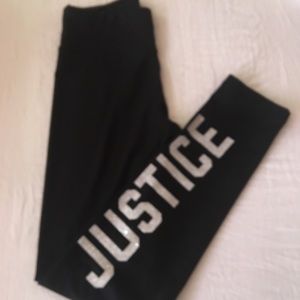 Black justice leggings and grey justice leggings